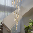 Modern gold crystal tear drop chandelier staircase pendant light