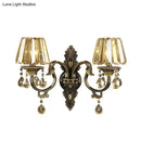 Modern gold crystal teardrop sconce set living room wall lighting