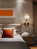 Modern gold crystal wall lamp bedroom faceted sconce