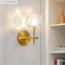 Modern gold crystal wall lamp bedroom globe sconce