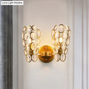 Modern gold crystal wall lamp bedroom sconce with cascading discs