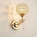 Modern gold crystal wall lamp bedroom spherical sconce decor