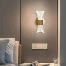 Modern gold crystal wall lamp for bedroom sculptural glass design