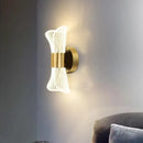 Modern gold crystal wall lamp for bedroom sculptural glass design
