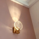 Modern gold crystal wall lamp for bedroom with clear glass shade