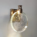Modern gold crystal wall lamp for bedroom with clear glass shade