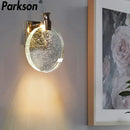Modern gold crystal wall lamp for bedroom with clear glass shade