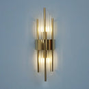 Modern gold crystal wall lamp for bedroom with vertical glass tubes