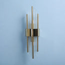 Modern gold crystal wall lamp for bedroom with vertical glass tubes