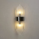Modern gold crystal wall lamp for bedroom with vertical glass tubes