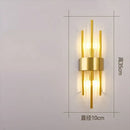 Modern gold crystal wall lamp for bedroom with vertical glass tubes