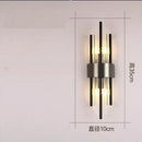 Modern gold crystal wall lamp for bedroom with vertical glass tubes