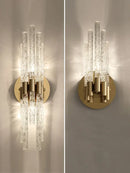 Modern gold crystal wall lamp for living room with vertical rods