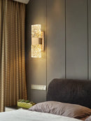 Modern gold crystal wall lamp living room textured glass sconce