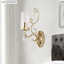 Modern gold crystal wall light bedroom clear glass cylinder shade