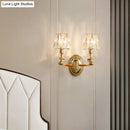 Modern gold crystal wall light fixture for bedroom