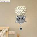 Modern gold crystal wall sconce bedroom light with dropped crystal ball