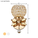 Modern gold crystal wall sconce bedroom light with dropped crystal ball