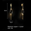 Modern gold crystal wall sconce bedroom teardrop light