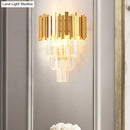 Modern gold crystal wall sconce – living room 4 layer fixture