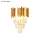 Modern gold crystal wall sconce – living room 4 layer fixture