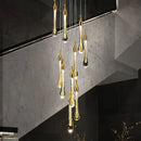 Modern gold crystal water drop chandelier bedroom pendant light