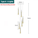Modern gold crystal water drop chandelier bedroom pendant light