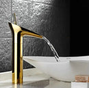 Modern gold crystal wine glass basin faucet bathroom waterfall design
