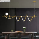 Modern gold curve island light kitchen led pendant with glass ball
