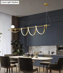 Modern gold curve island light kitchen led pendant with glass ball