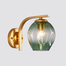 Modern gold curved arm glass wall sconce bedroom light