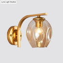 Modern gold curved arm glass wall sconce bedroom light