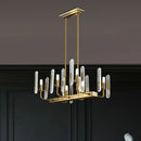 DecorBites™ Modern Gold Curved Arm Island Lighting - 6 Head Living Room Hanging Ceiling Light