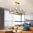 DecorBites™ Modern Gold Curved Arm Island Lighting - 6 Head Living Room Hanging Ceiling Light