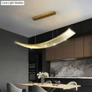 Modern gold curved crystal chandelier dining room suspended crystal