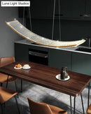 Modern gold curved crystal chandelier dining room suspended crystal