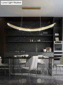 Modern gold curved crystal chandelier dining room suspended crystal