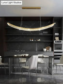 Modern gold curved crystal chandelier dining room suspended crystal
