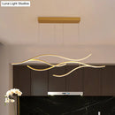 Modern gold curved led metal pendant light kitchen lighting fixture