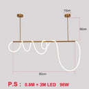 Modern gold curved led pendant lights for living room