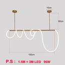Modern gold curved led pendant lights for living room