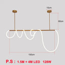 Modern gold curved led pendant lights for living room