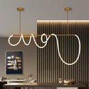 Modern gold curved led pendant lights for living room