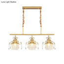 Modern gold cylinder crystal island pendant light for kitchen dining