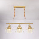 Modern gold cylinder crystal island pendant light for kitchen dining