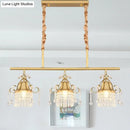 Modern gold cylinder crystal island pendant light for kitchen dining