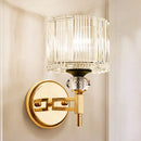 Modern gold cylinder sconce crystal wall lamp for bedroom