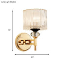 Modern gold cylinder sconce crystal wall lamp for bedroom