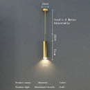 Modern gold cylindrical led pendant light bedroom spotlight