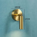 Modern gold cylindrical led wall lamp for bedroom with knob switch